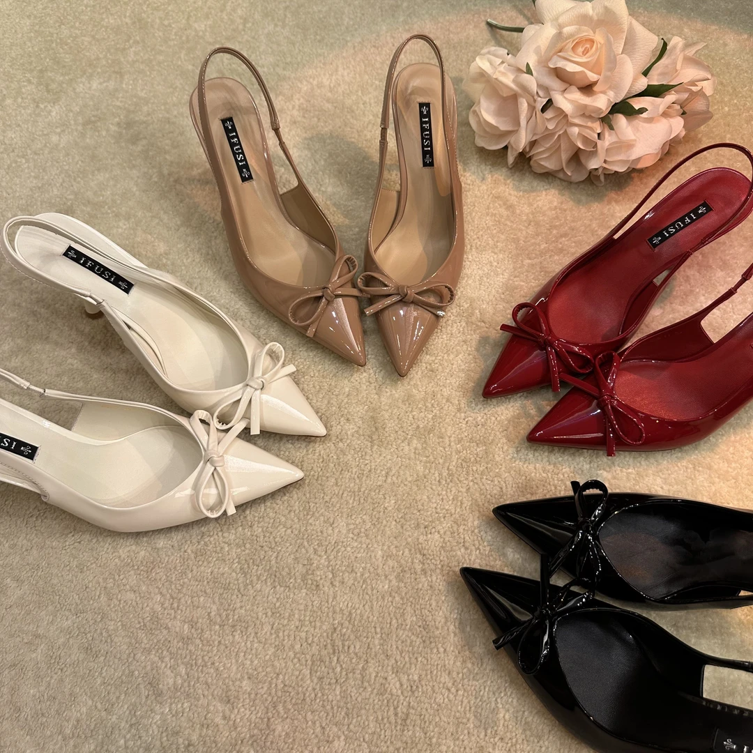 IFUSI 精致优雅女人漆皮小蝴蝶结高跟鞋026-5