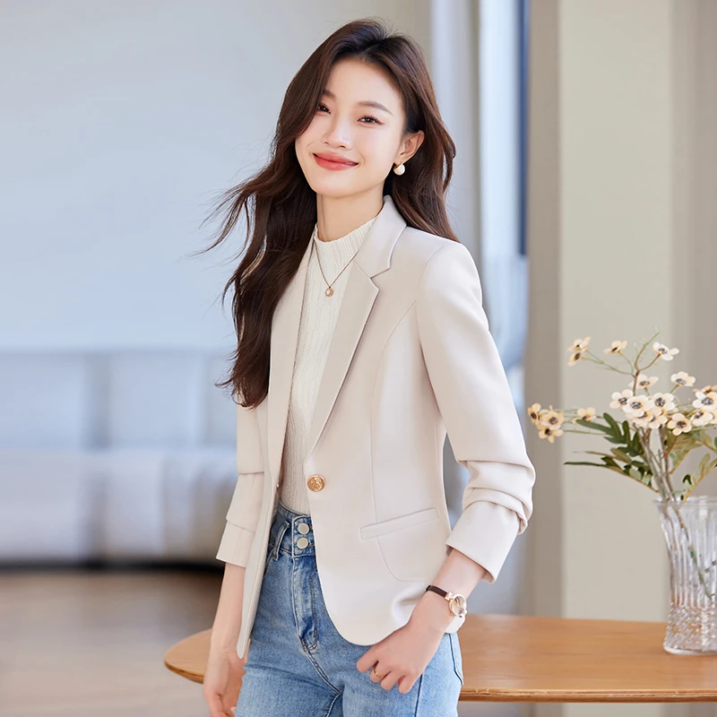 白色西装2025外套秋季新款高级休闲气质网红洋气炸街女装女款西服