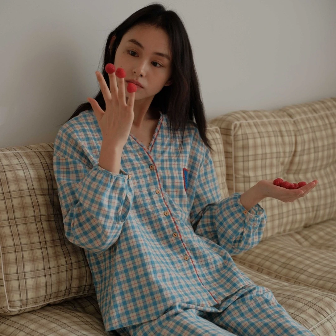 朵朵可可春夏新款女士棉麻睡衣家居套装长袖