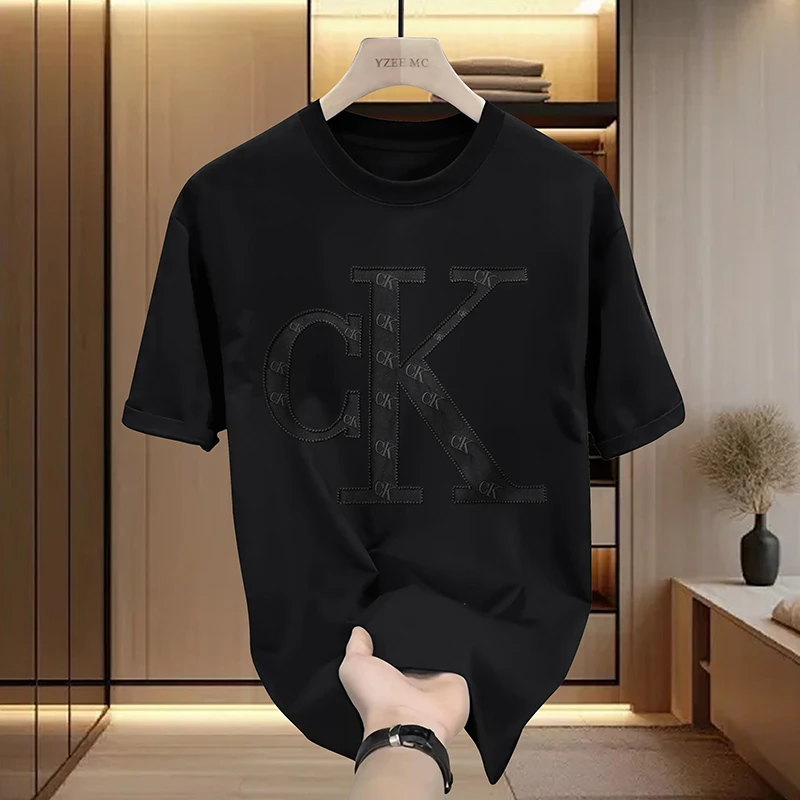 【轻奢男装-刺绣K总】T2078 夏季新款时尚轻奢刺绣百搭短袖