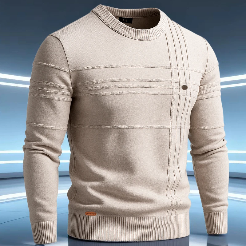 男士秋装男款2025新款爆款圆领针织衫春秋时尚修身毛衣休闲男长袖