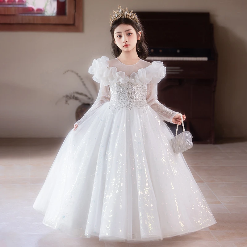 公主裙女童2025新款花童婚礼小女孩礼服生日绝美蓬蓬裙子儿童春装