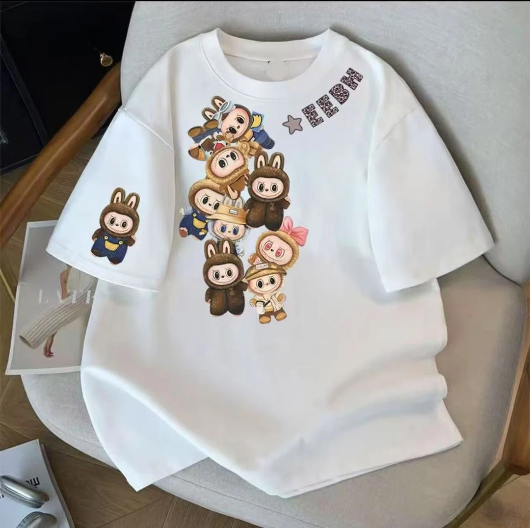 2025夏季短袖男女休闲透气圆领印花纯棉T恤 EEBH