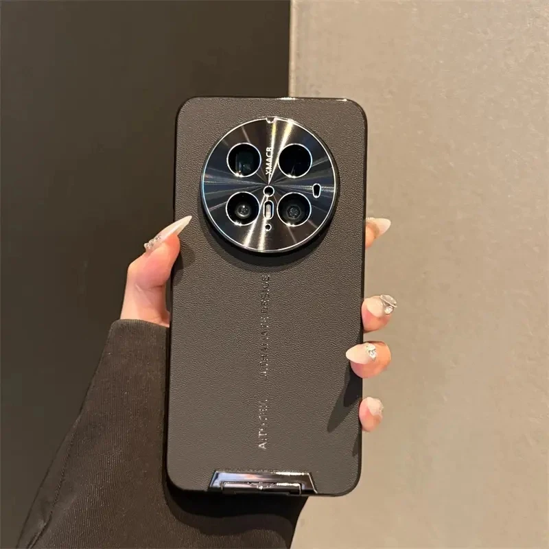 新款创意隐形拉杆支架适用华为mate70pro手机壳皮革镜头精孔商务