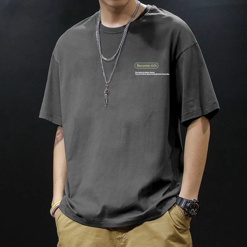 夏季美式重磅短袖男t恤2025新款ins潮流休闲宽松大码半袖纯棉体恤