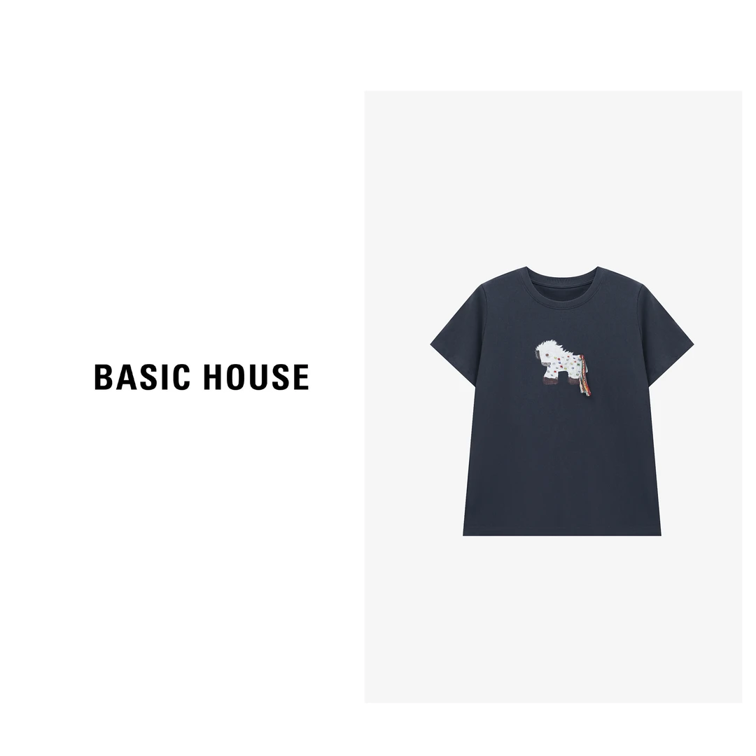 Basic House/百家好夏季宽松简约个性卡通休闲T恤-B0625B5T982