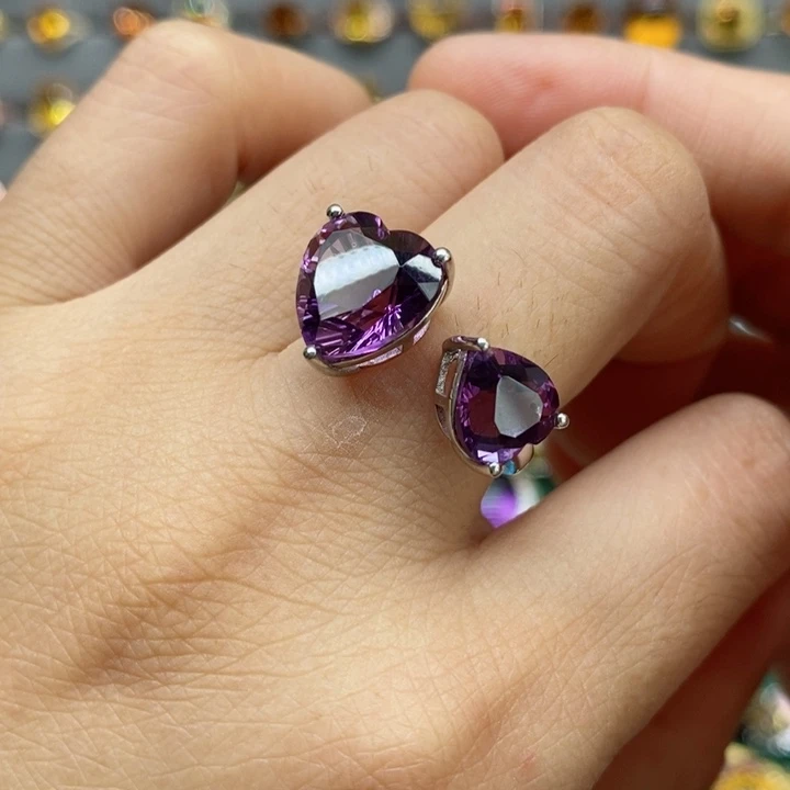 水晶戒指银S925镶嵌天然水晶戒指