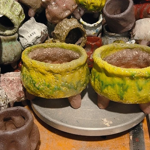 琴***肉粗陶花盆手工花盆制作