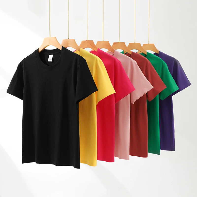 【厂家直销】重磅100%纯棉-短袖-男女同款-哑光质感-经典纯色-百搭