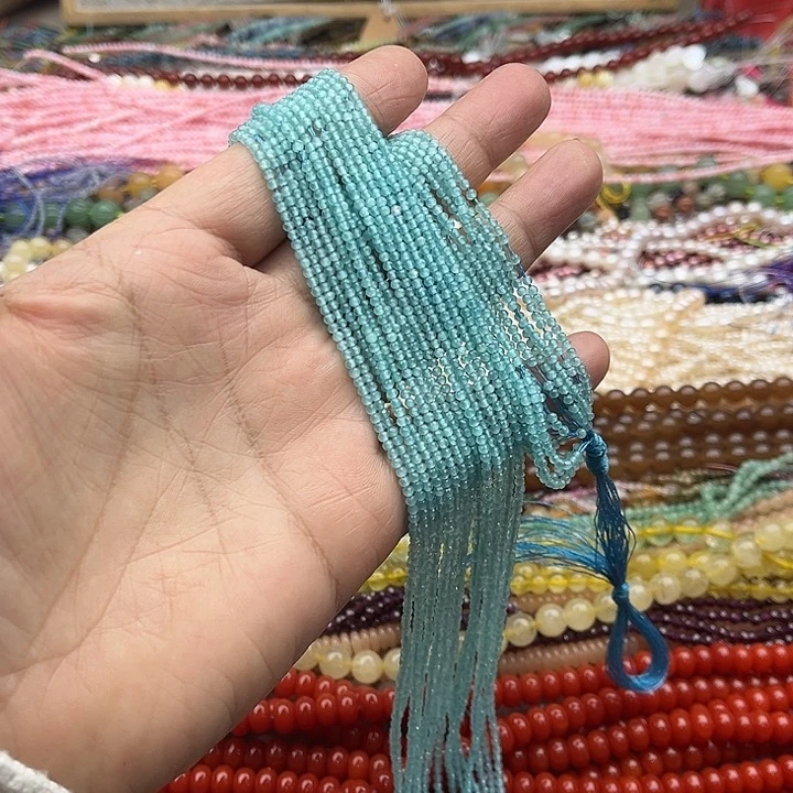 玛瑙/玉髓珠宝半成品未镶嵌2条2mm海蓝宝