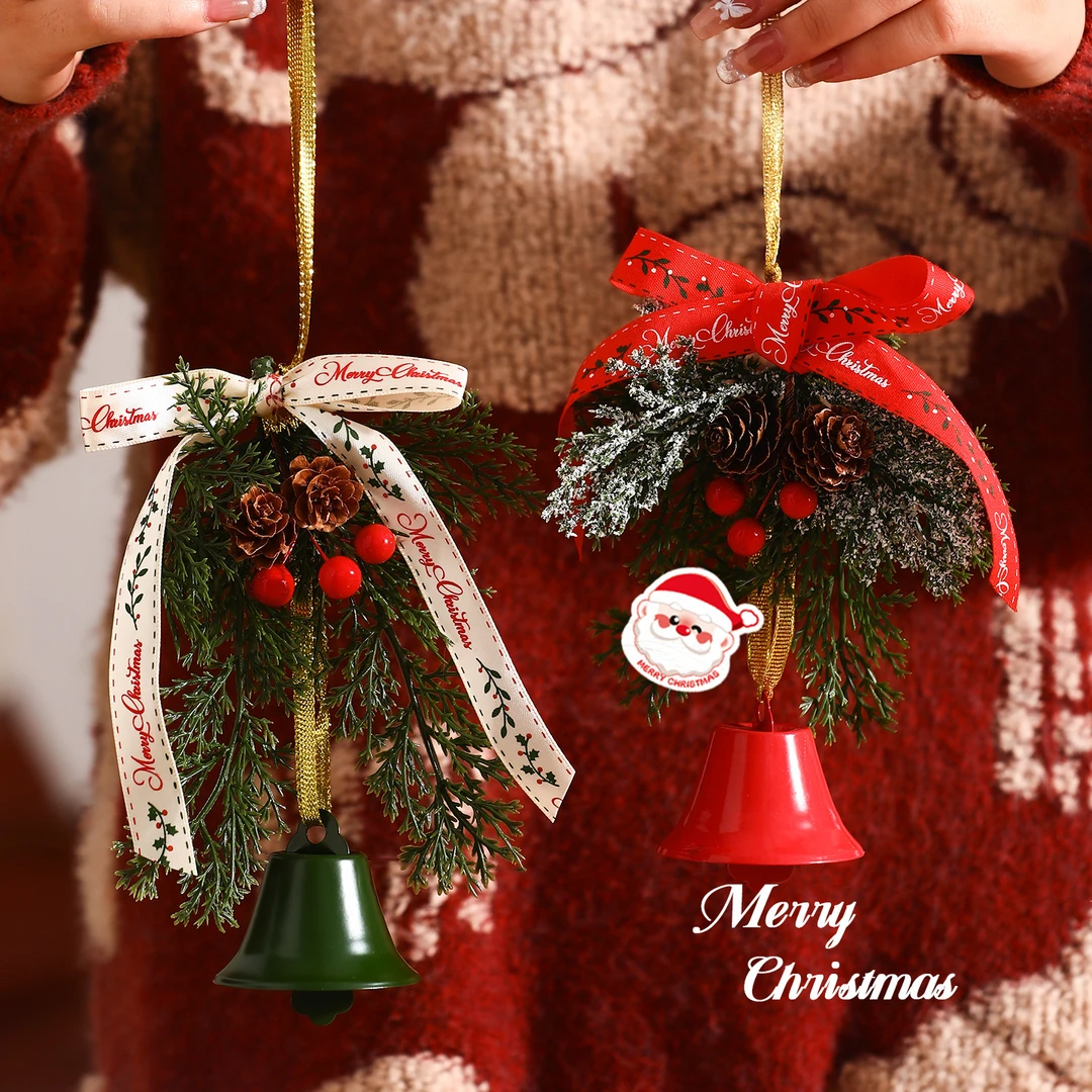 圣诞节配件圣诞树吊饰北欧风立体铃铛装饰挂件平安夜礼物简约摆件