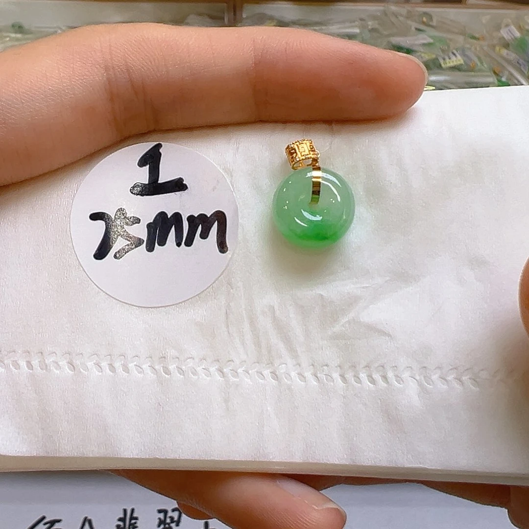 翡翠18K金镶嵌吊坠(不含链)翡翠