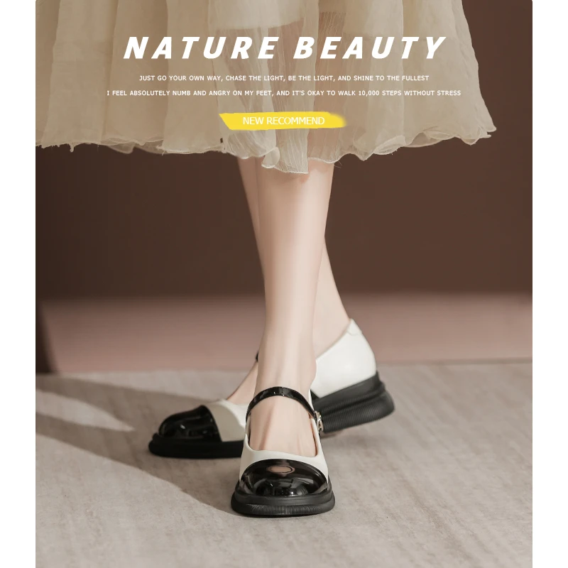 新款2025春秋真皮品质复古小香风玛丽珍鞋优雅气质法式厚底粗跟