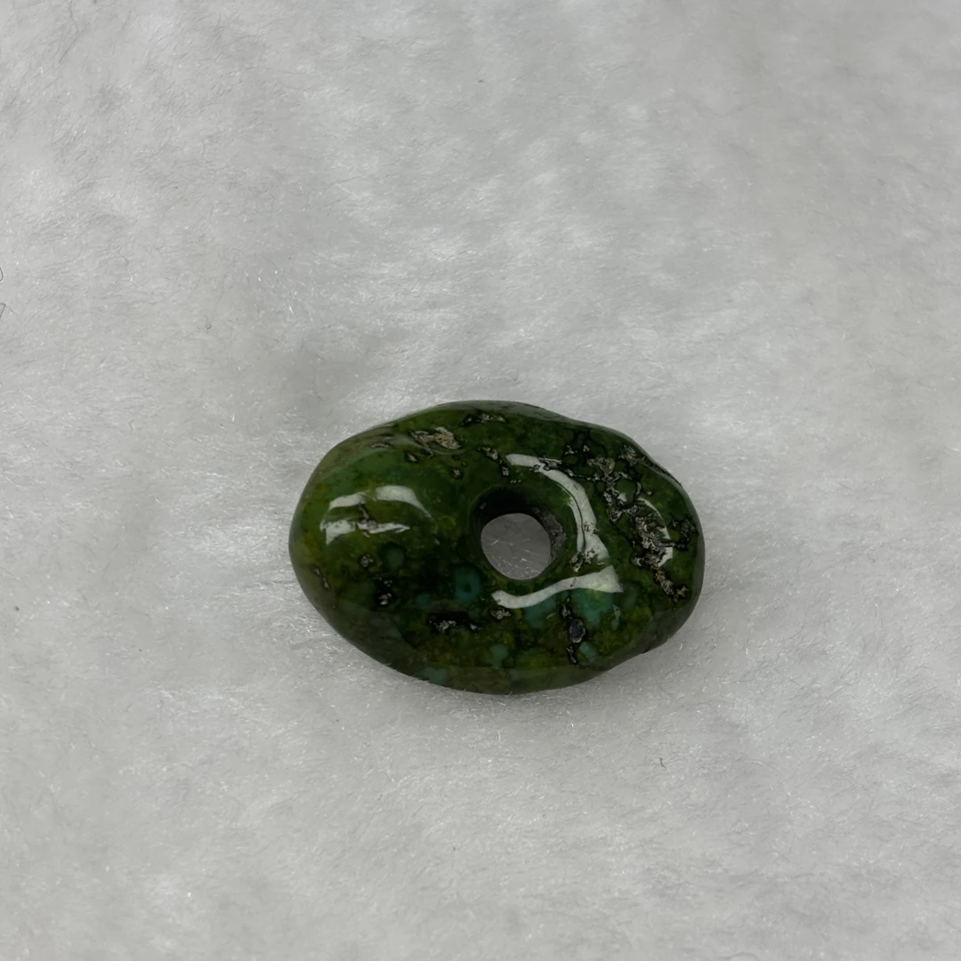 湖北十堰原矿绿松石高瓷特色菜籽黄藏扣尺寸15x20x6.2mm