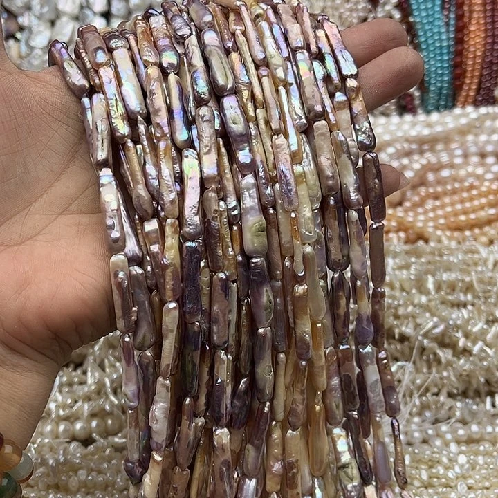 玛瑙/玉髓未镶嵌珠宝半成品一条炫彩紫银条珍珠