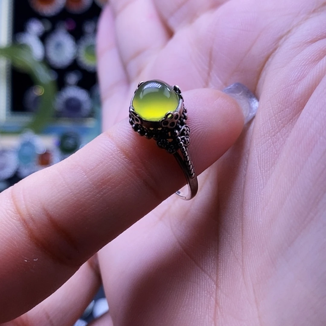 岫玉银S925镶嵌戒指