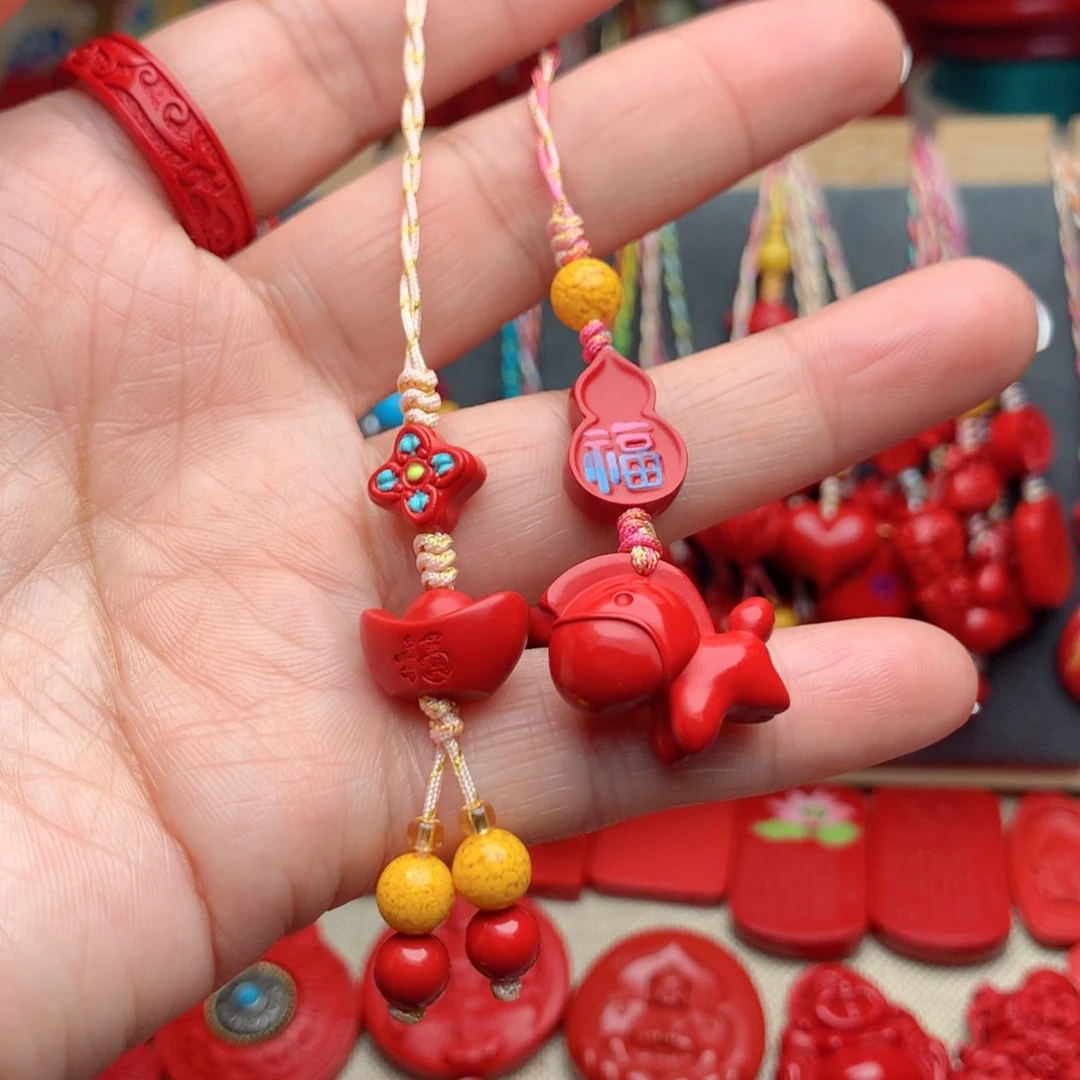 天然辰砂工艺品朱砂手机坠