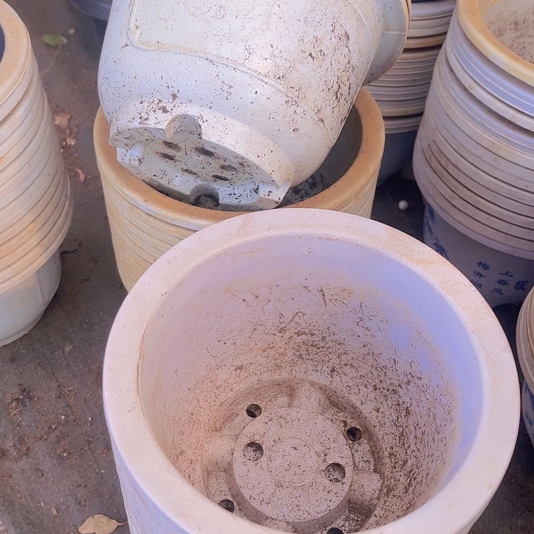 塑料旧18公分白圆盆 15个