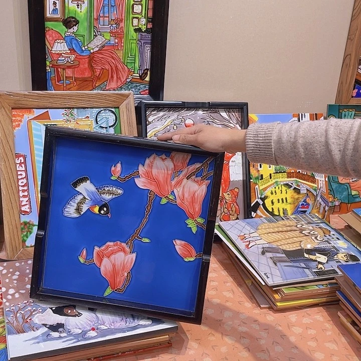 【闪购商品】瓷片芜****媒玉兰花小鸟带茶盘