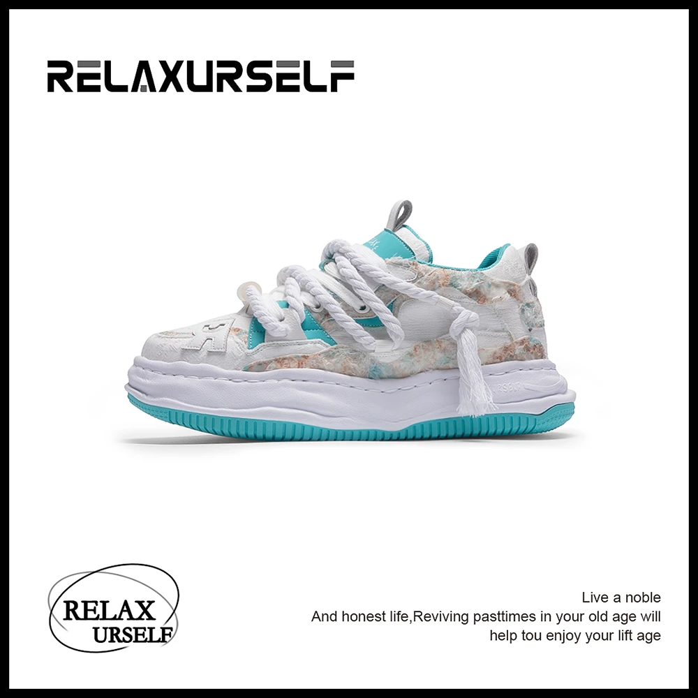 RELAXURSELF国潮溶解鞋低帮时尚运动休闲鞋百搭男士增高鞋情侣鞋
