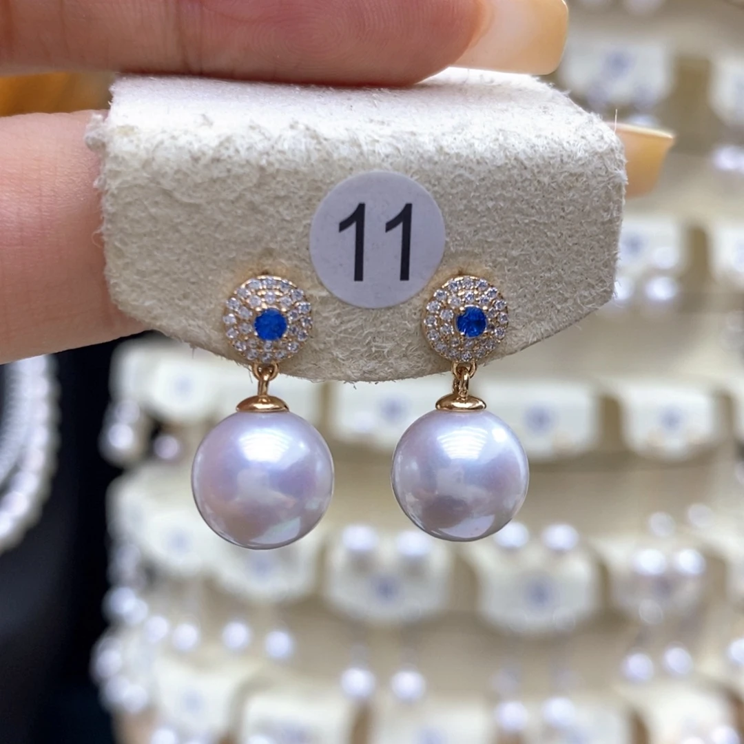 p***l银S925镶嵌耳饰淡水珍珠