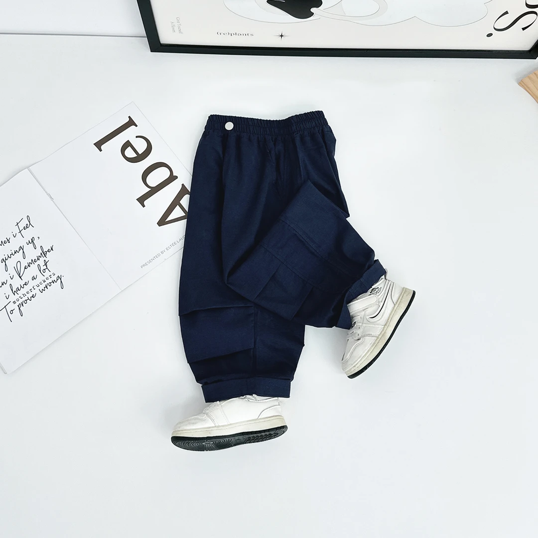 儿童长裤夏装薄款男童装弯刀裤子宽松夏季 HZ25642 悠悠童话童装