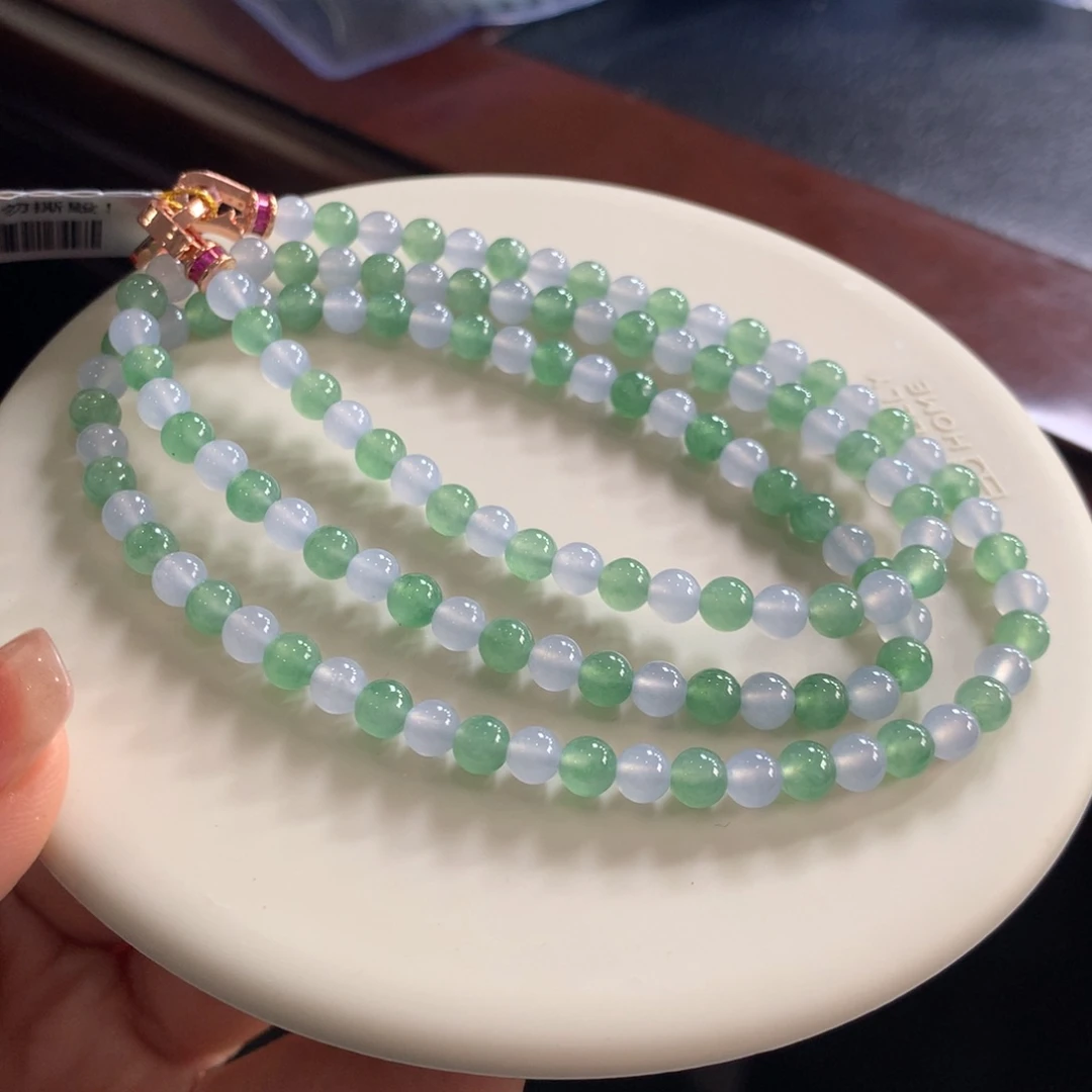 翡翠手链未镶嵌冰双彩项链卡4.9