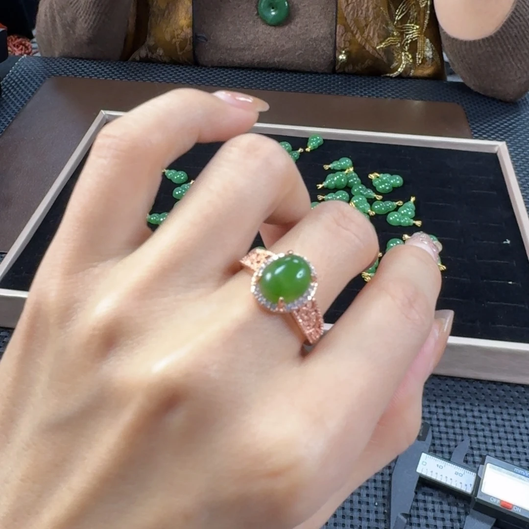 和田玉（碧玉）合金戒指精品