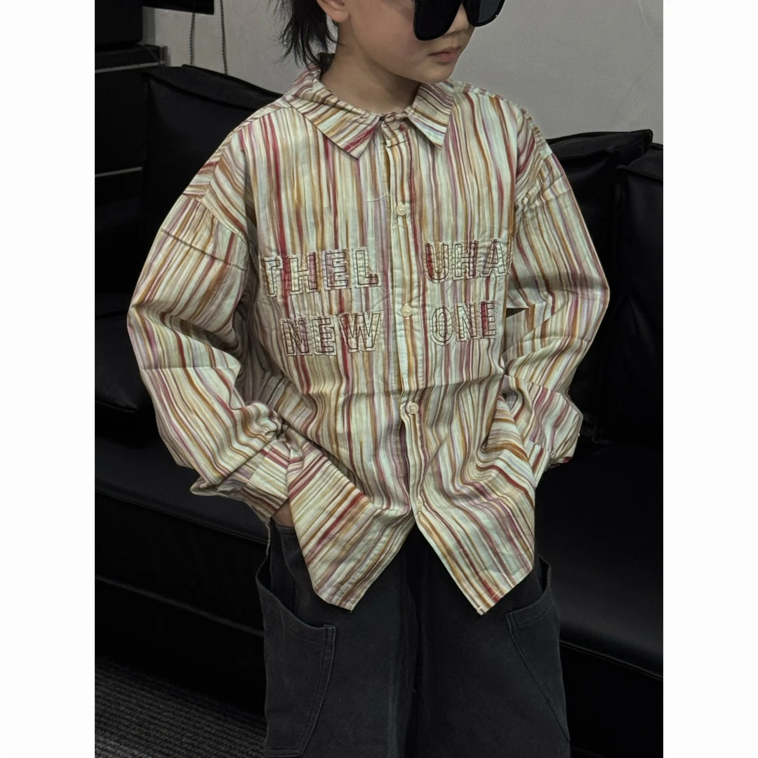 现货THE LUHAN【】春秋时尚休闲亲子装中大童百搭韩版衬衫24012