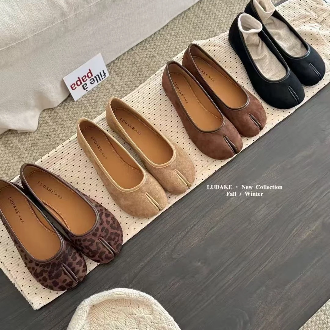 秋季新款分指拖小单鞋时尚休闲百搭真皮软底复古方头浅口女士粗跟