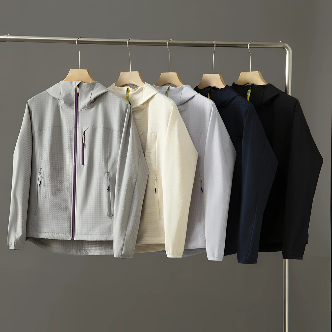 撞色情侣款运动夹克防风透气春季户外拉链简约百搭连帽外套5602-