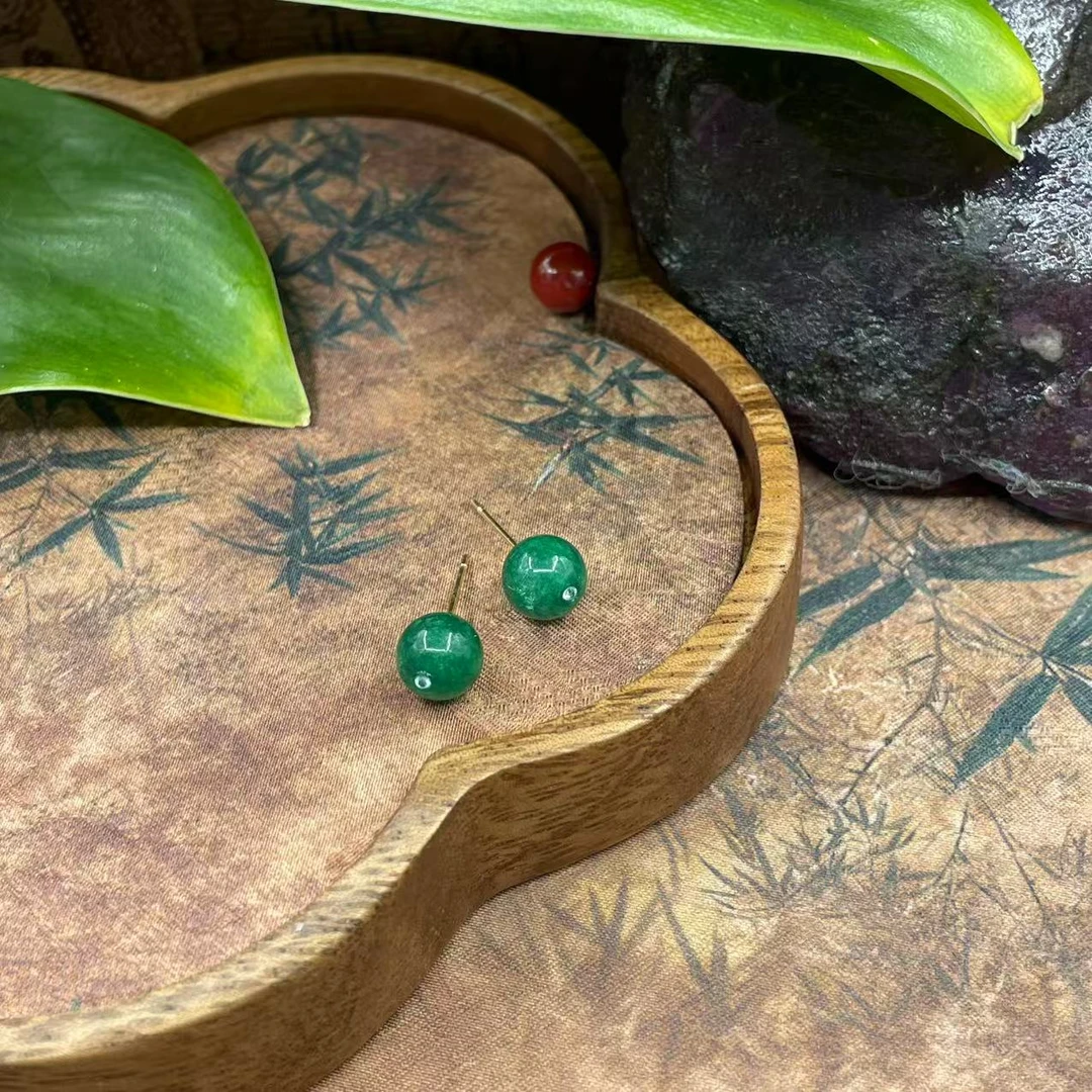 含辰砂工艺品【繁花珠宝甄选】含辰砂工艺品绿舒耳饰HX95