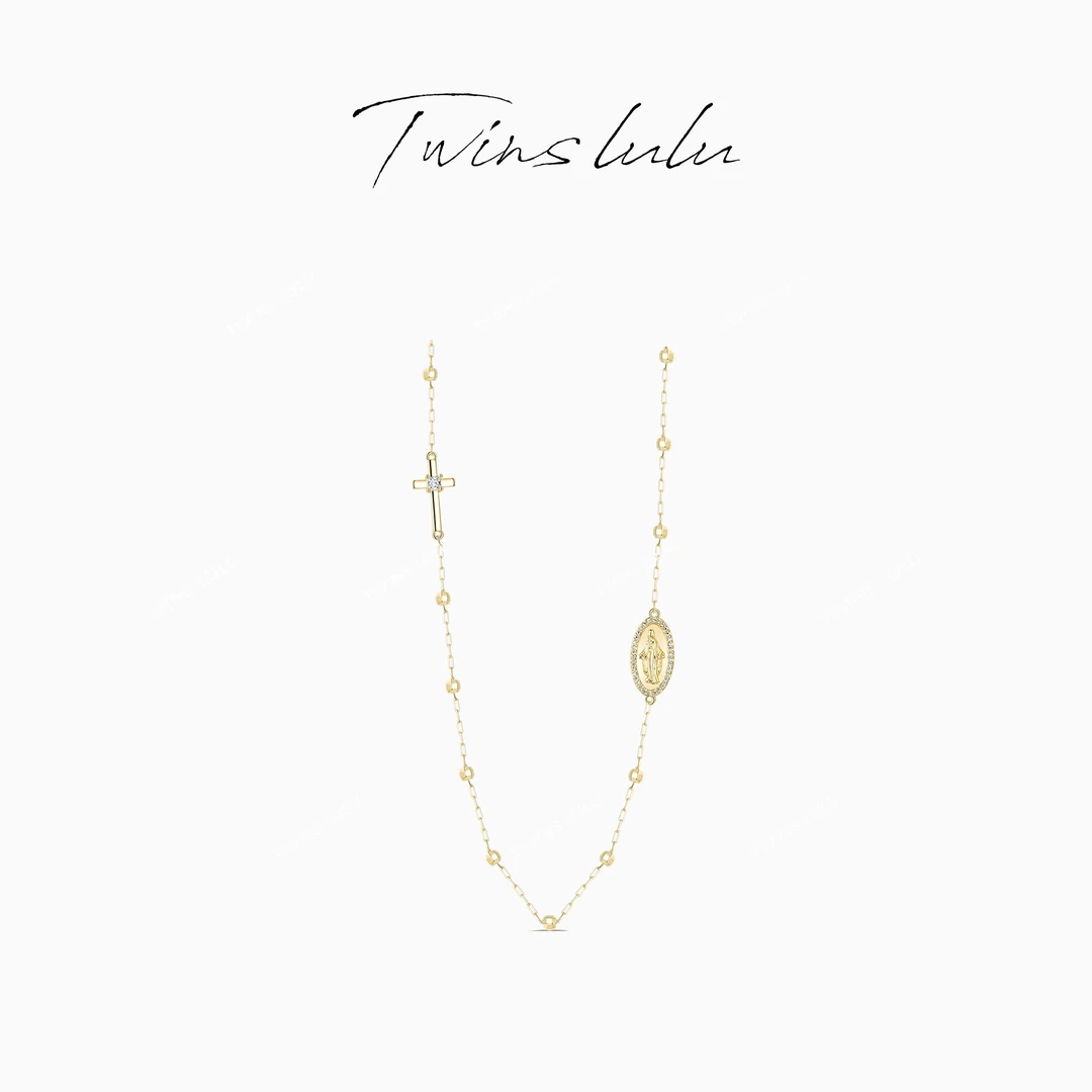 TWINS LULU 镀k金 【春上新】椭圆十字架简约挂脖链条项链TSJ9245