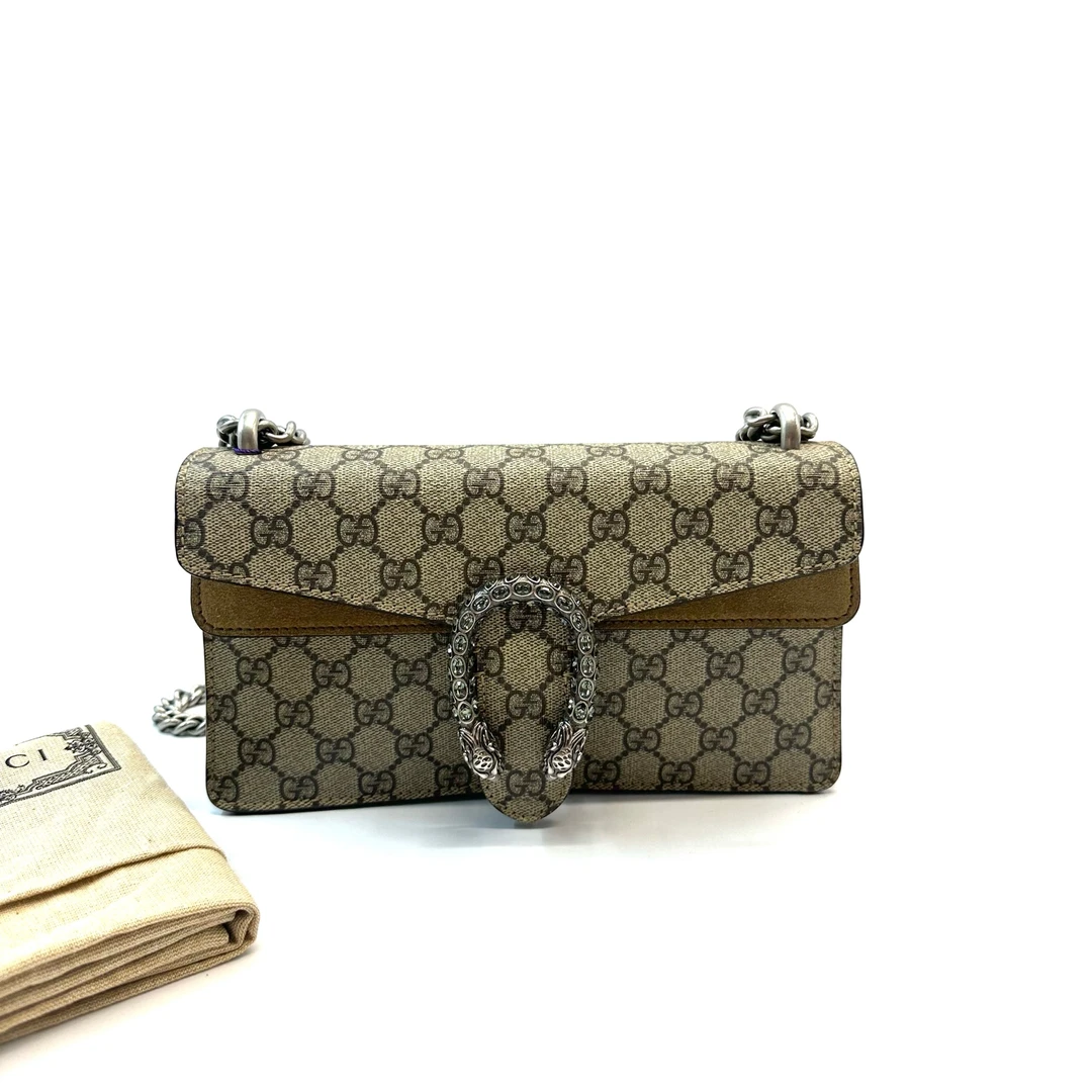 95新 GUCCI/古驰 98新 Dionysus虎头钻扣酒神链条包  中号