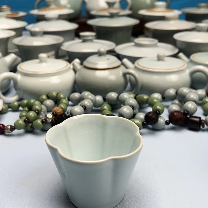 杯微暇月白釉梅花杯原矿原釉原产地