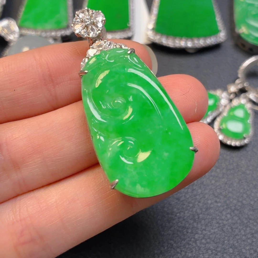 翡翠银S925镶嵌吊坠(不含链)