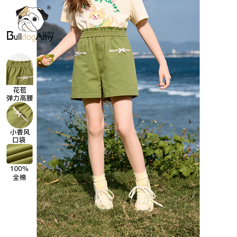 女童纯棉花苞短裤2025夏装新款童装儿童100棉休闲热裤小女孩裤子