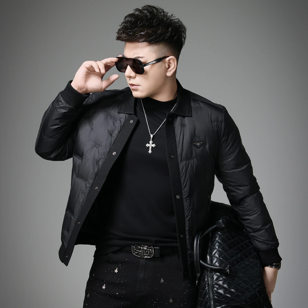 欧货轻薄羽绒服男士冬季2025新款潮牌高端翻领白鸭绒保暖防寒外套