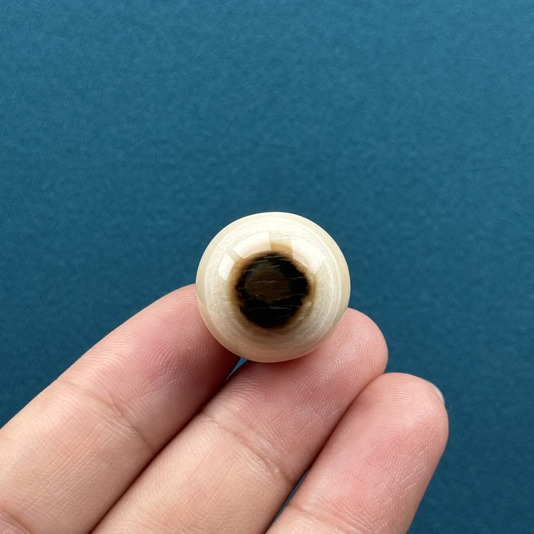 S99-99天然猛犸牙黄金瞳圆珠20mm一物一图支持鉴定
