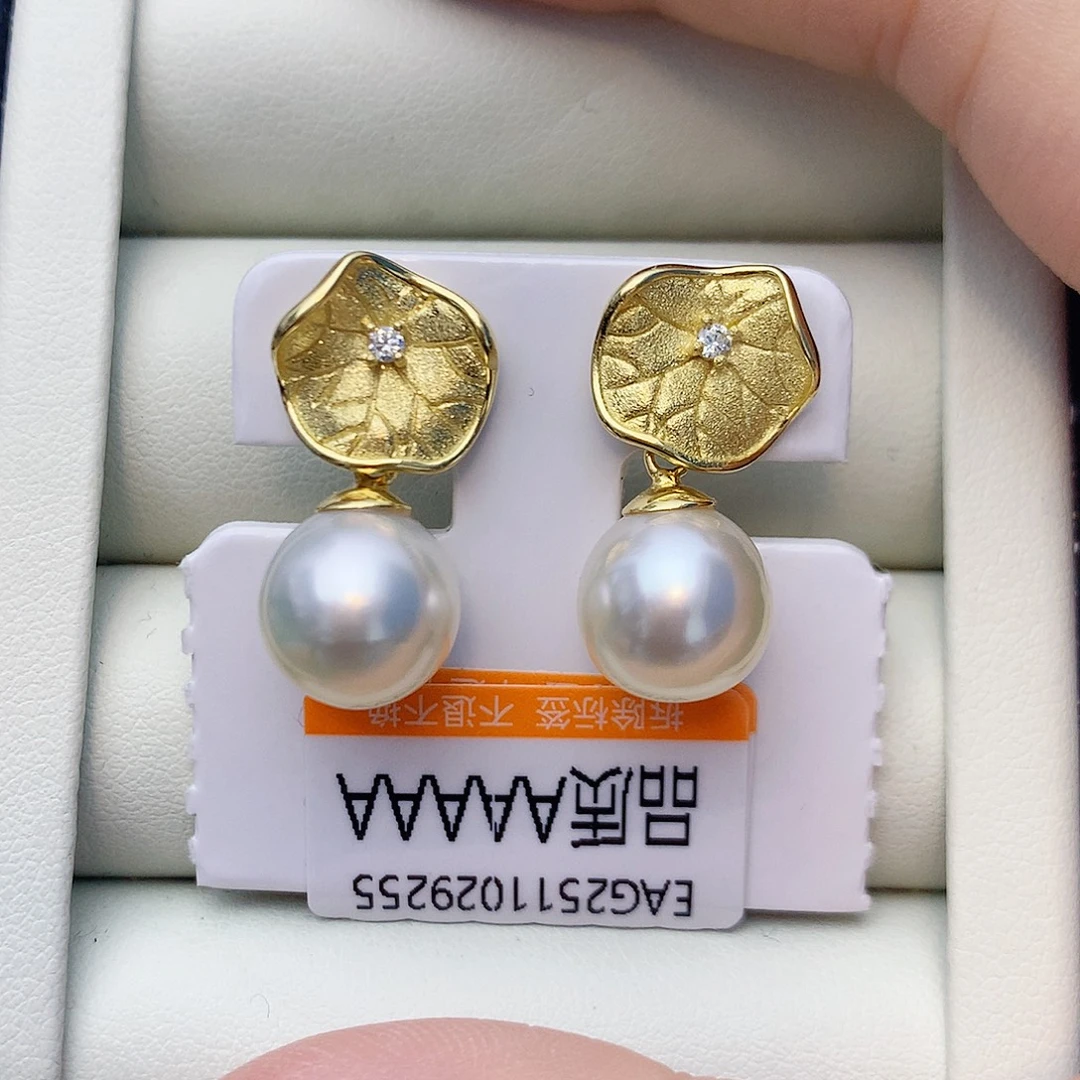 海水珍珠耳饰银S925镶嵌w57