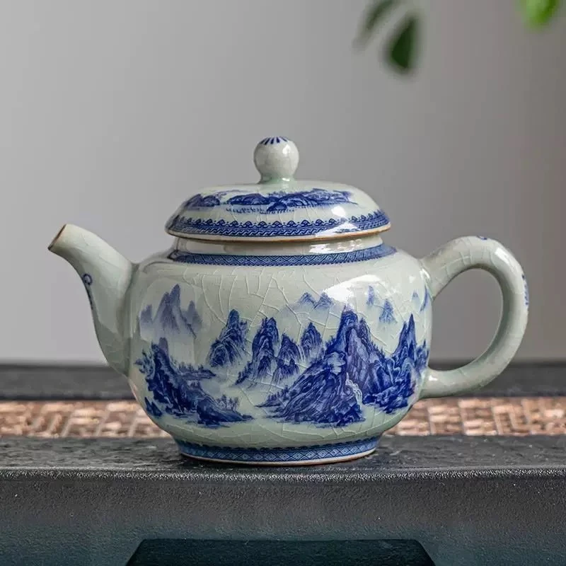 老陶泥千里江山陶瓷大号复古中式茶壶