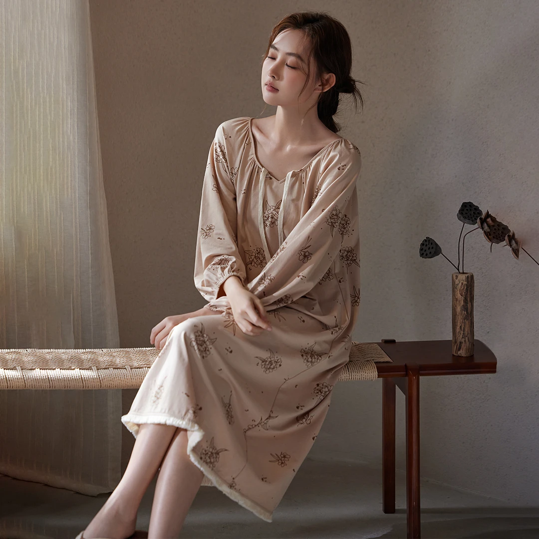【早秋】睡衣女款爆款2025新款琥珀流光风秋冬睡裙大气宽松可外穿