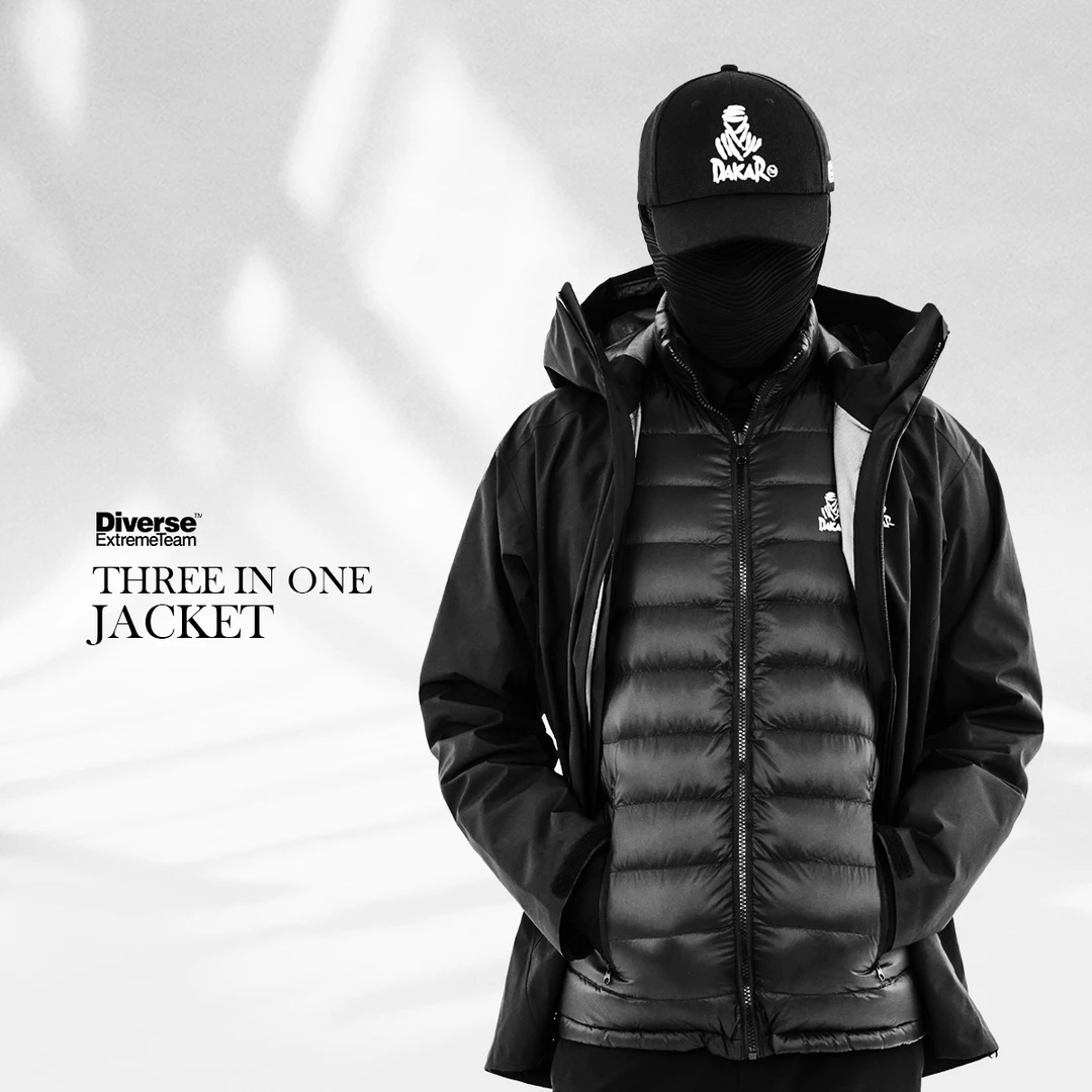 diverse达喀尔【逯乔】三合一户外可拆卸防风防水三防保暖厚羽绒服.