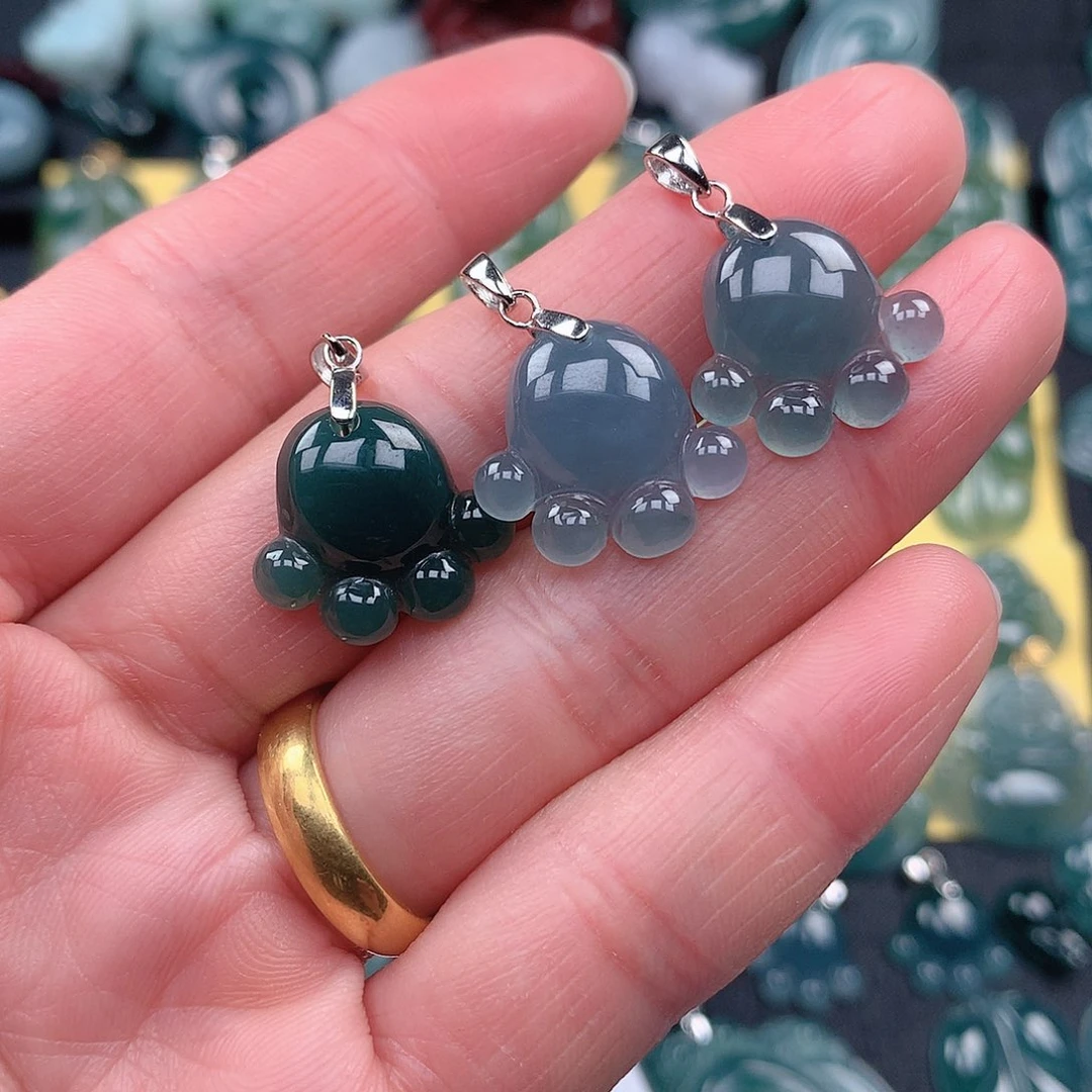 翡翠吊坠(赠链)银S925镶嵌小*?吊坠