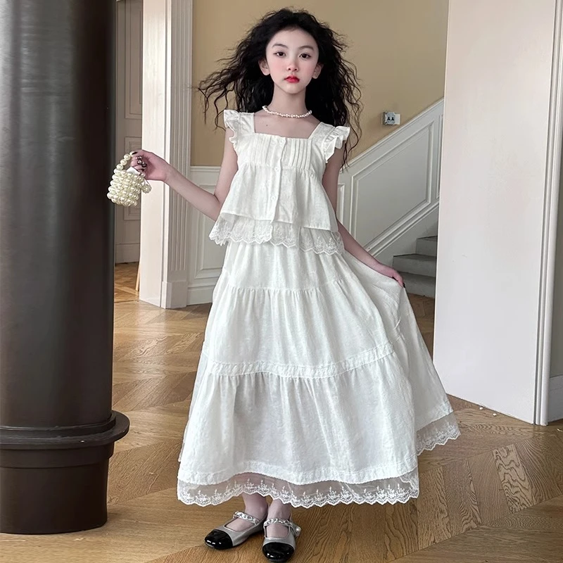 女童连衣裙夏季2025新款女大童无袖公主裙子儿童夏季高级感两件套