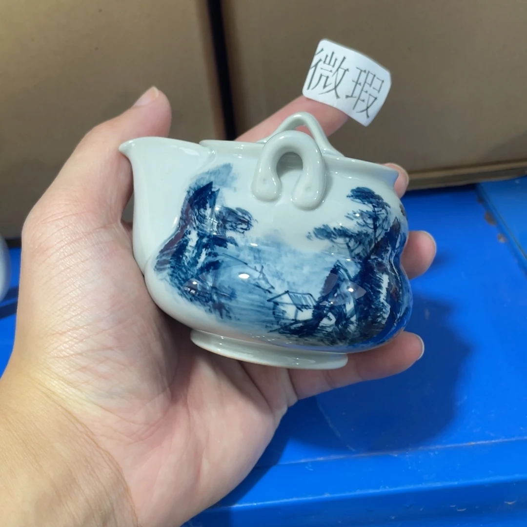 釉下手绘茶具微瑕