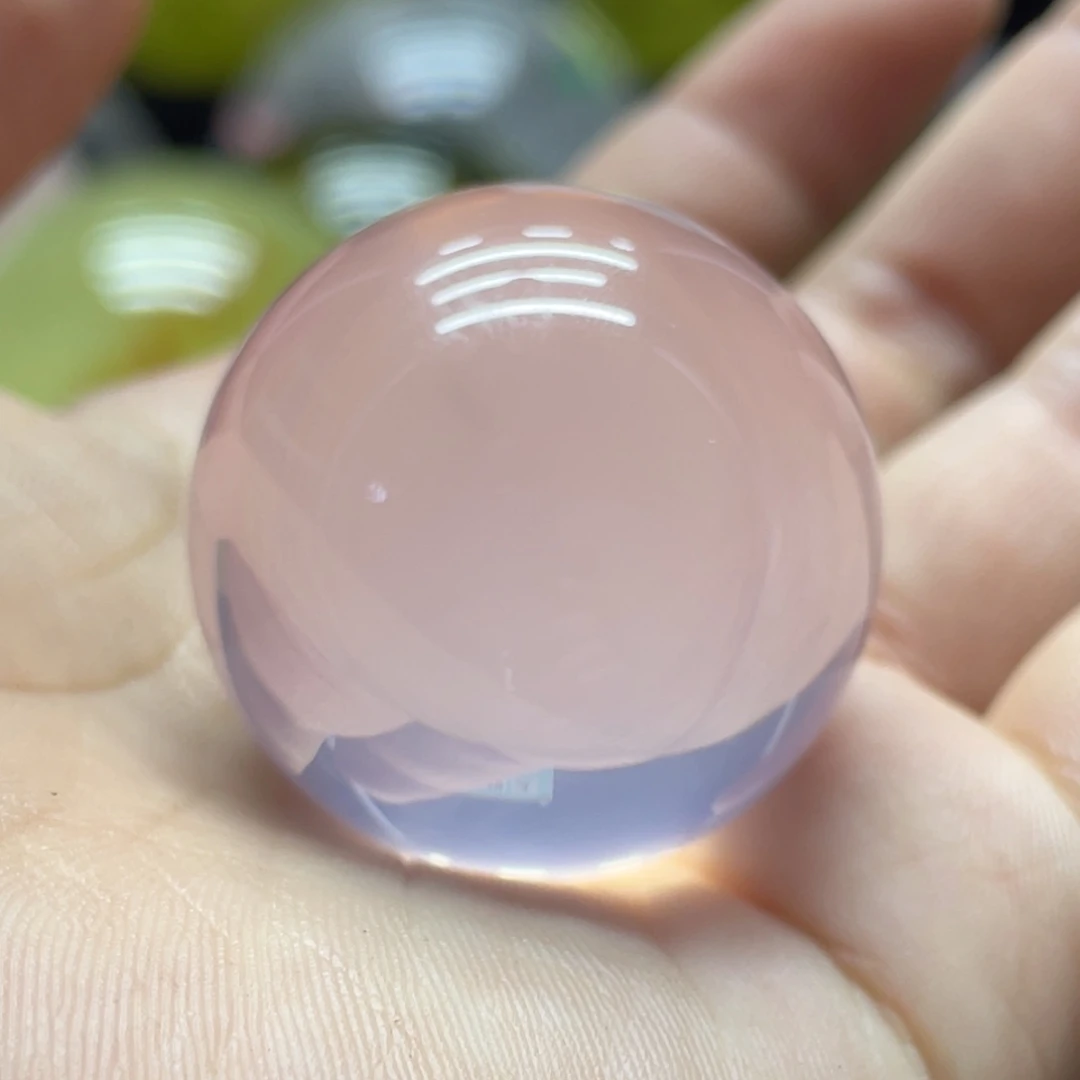 未镶嵌珠宝半成品水晶M*7MM粉水晶球蓝1035