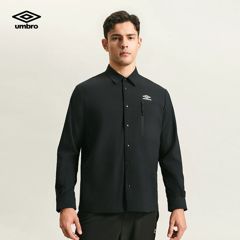 Umbro/茵宝春季男士运动透气舒适商务长袖T恤外套U2125231204