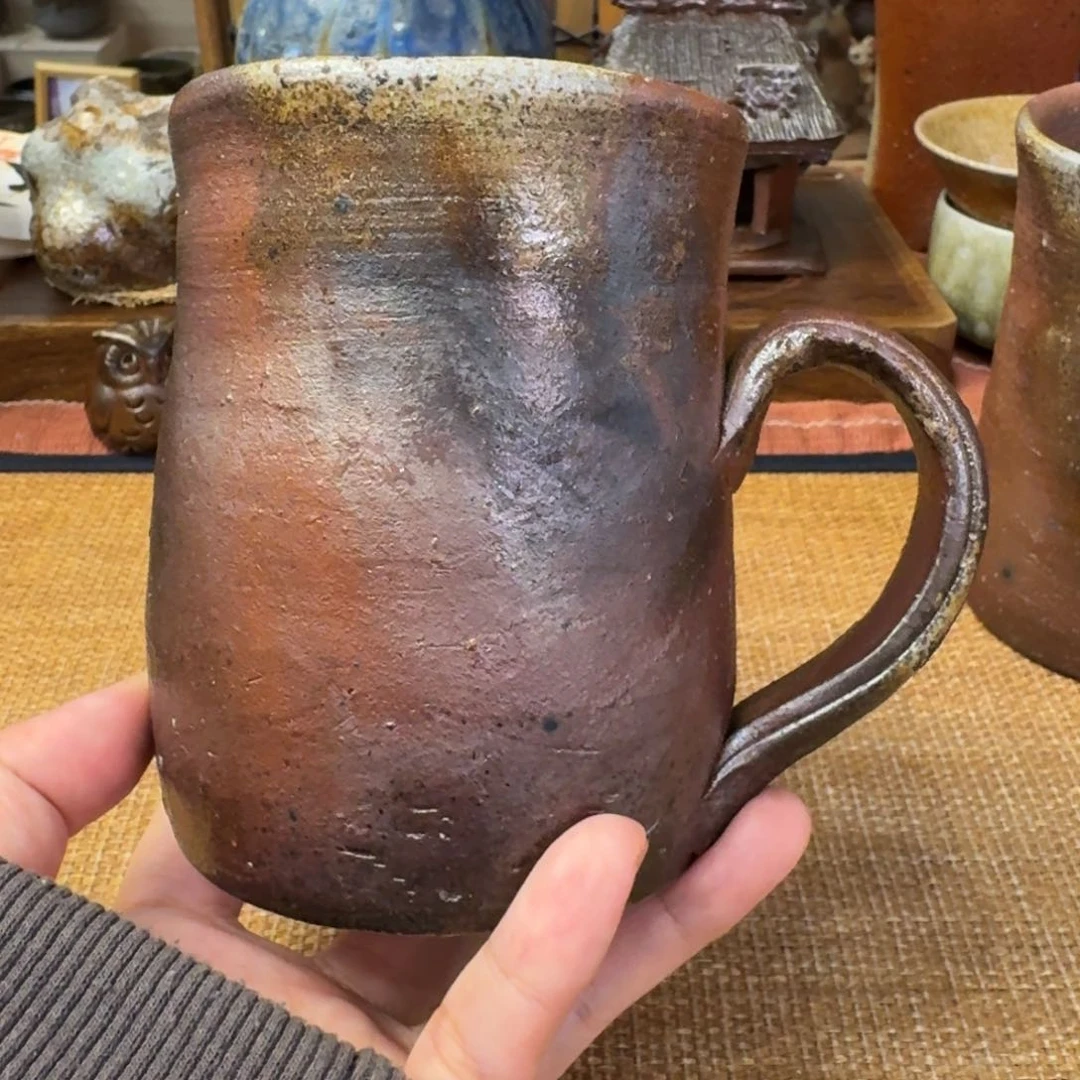 素**微备前烧 柴岗信義 大号马克杯