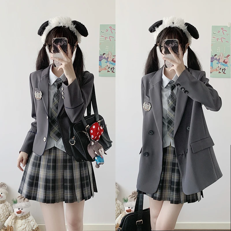 【斯莱特林搭配西服】JK制服格裙套装【衬衫+裙子+西服】送领带徽章